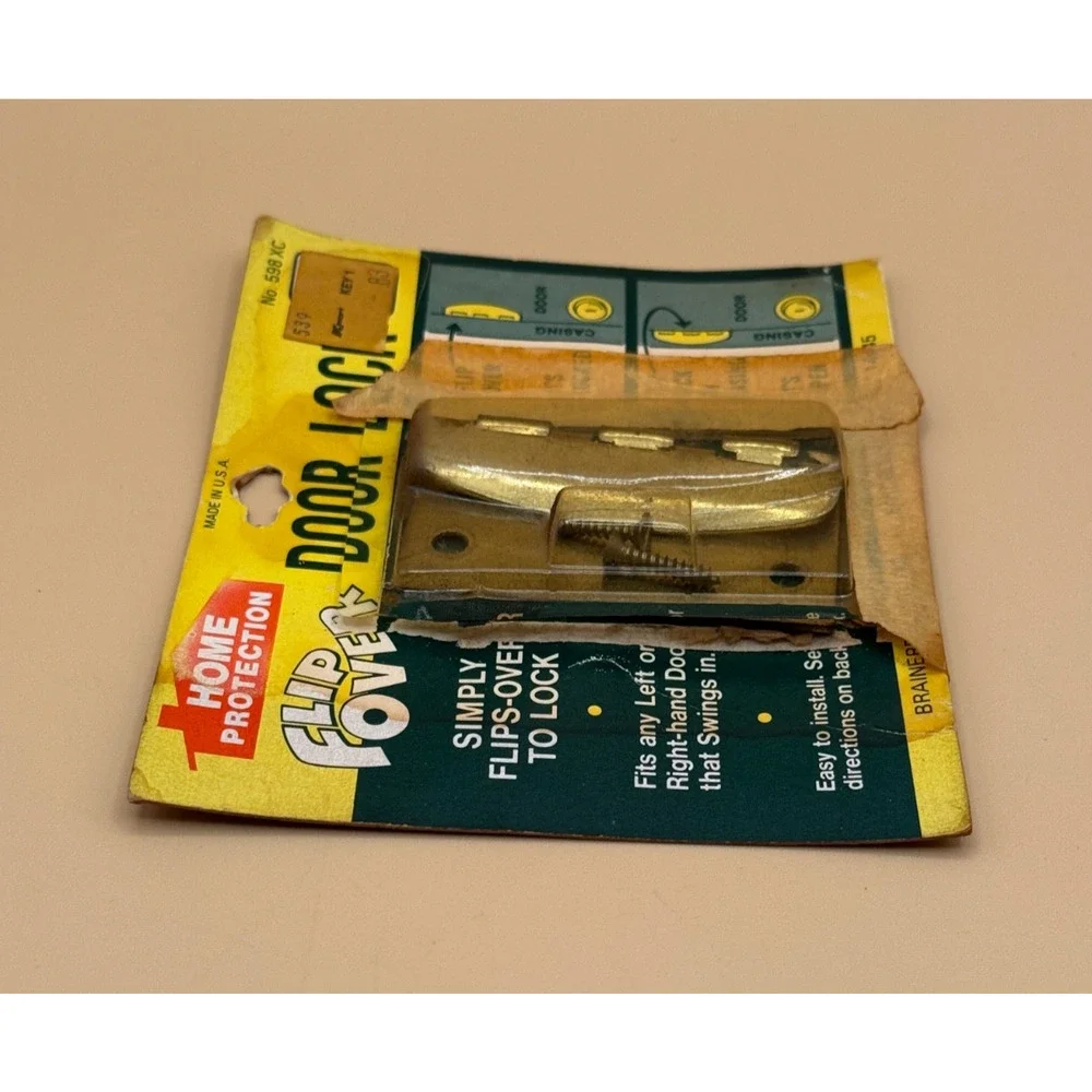 🔒 Vintage Flip Over Door Lock Home Protection No. 598 XC NOS Made USA